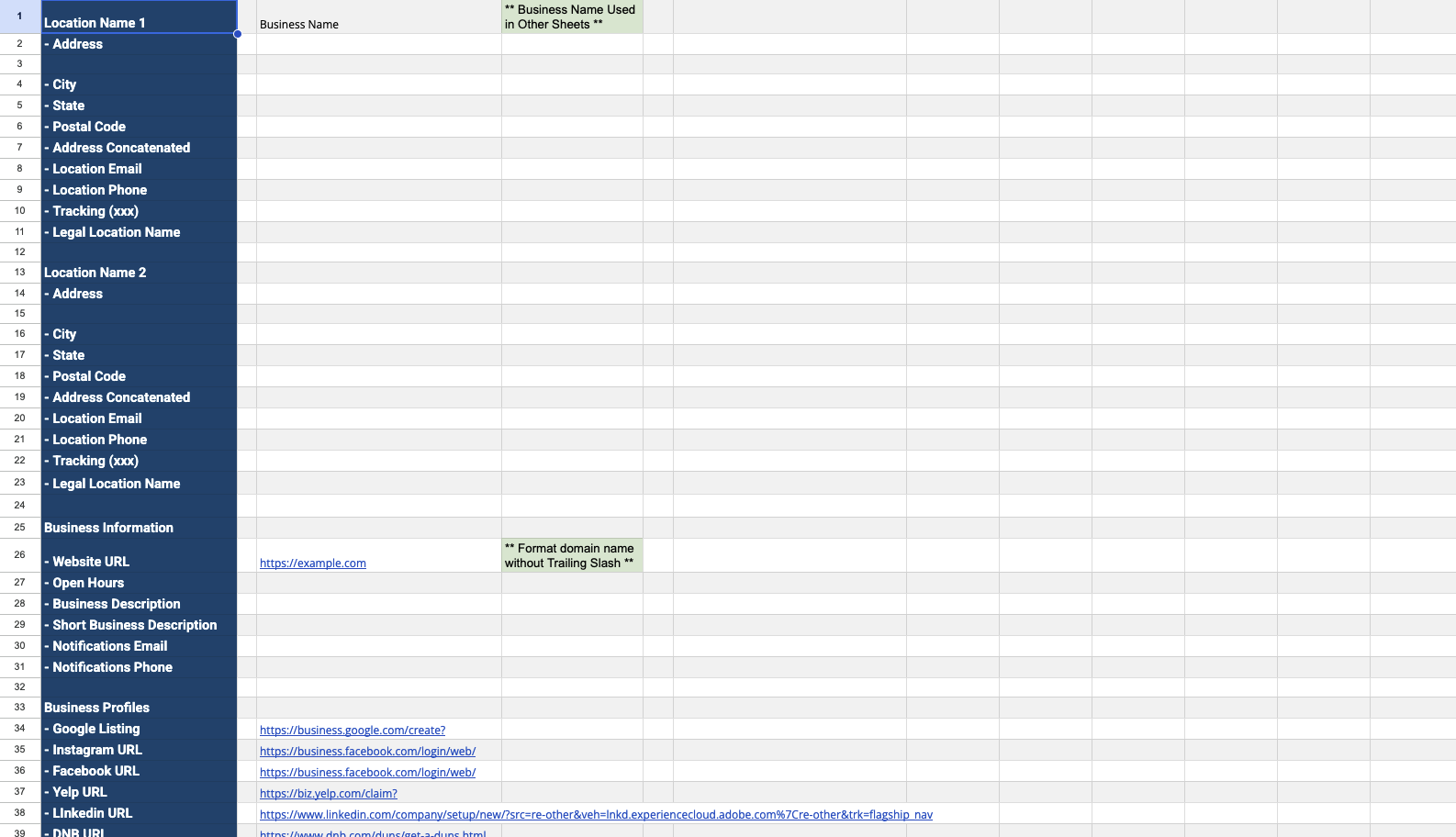 Master Tracking Sheet Example