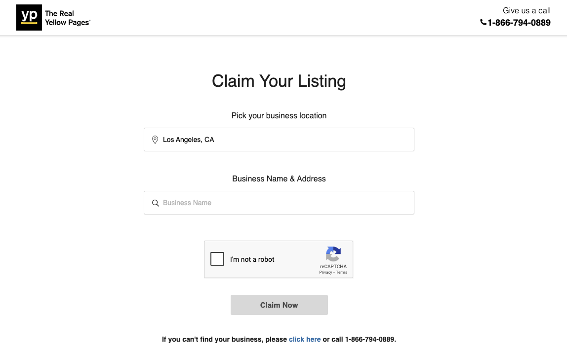 Yellow Pages Claim My Listing